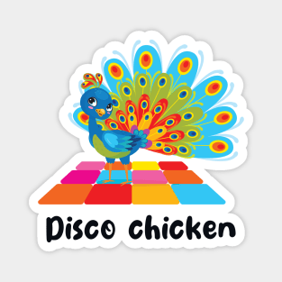 Disco Chicken Peacock (on light colors) Magnet