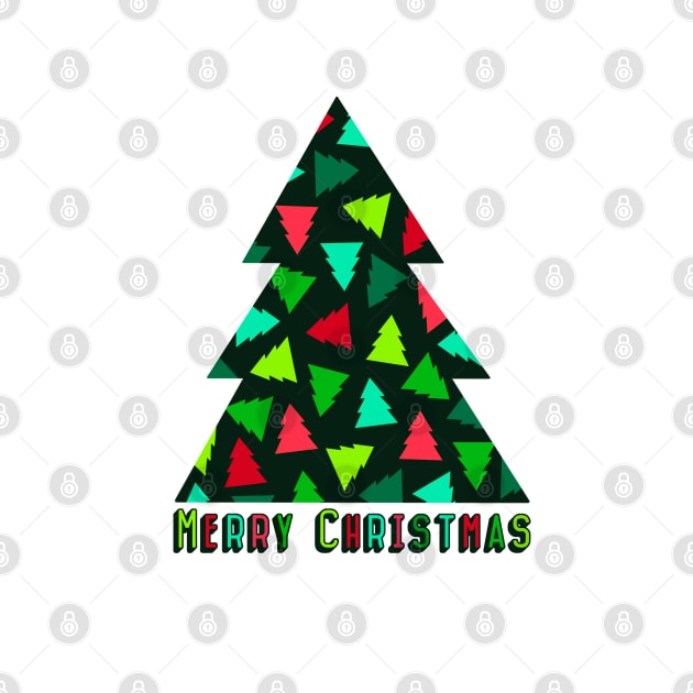 Christmas Tree Pattern in Green and Red by OneThreeSix