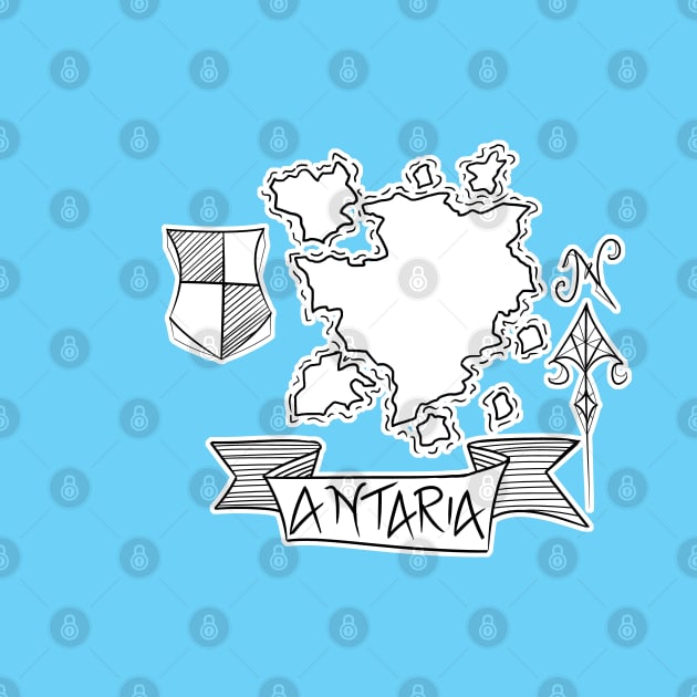 Antaria - Fantasy Map with Wind Rose and Crest by JonGrin