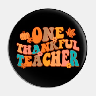 One Thankful Teacher Retro Groovy Fall Teacher Pin