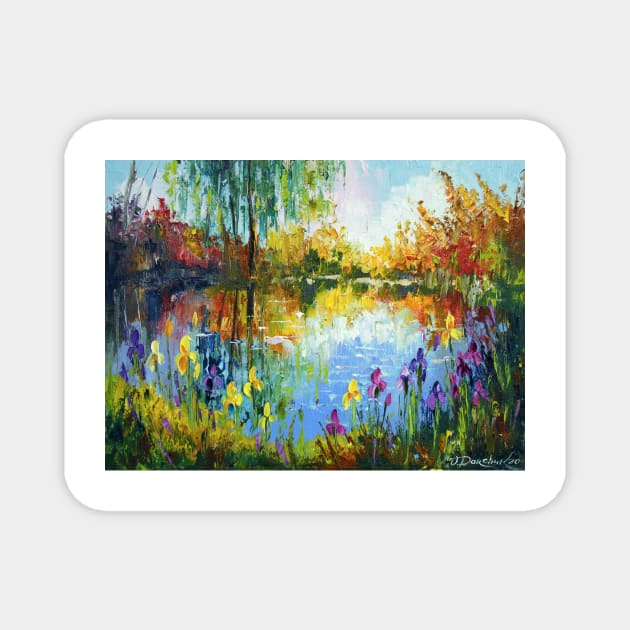 Irises by the pond Magnet by OLHADARCHUKART