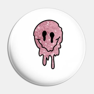 Melting Smiley Face Pink Aesthetic Pin
