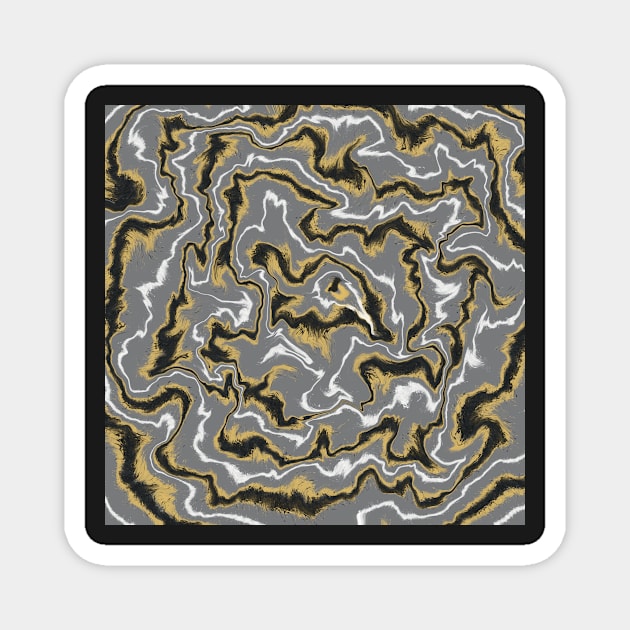 Liquid pour design in grey, black, gold, and white Magnet by gldomenech