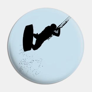 Kitesurfing Action Kite And Surf Silhouette Black Pin