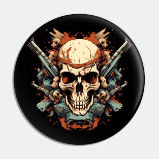 Skull With Guns Pin