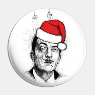 Christmas Salvador Dali. Scribble Art Pin