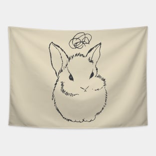 black and white angry bunny Tapestry