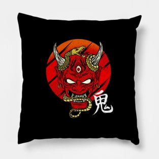 Japanese Occult Demon Mask Devil Oni Harajuku T-Shirt Pillow