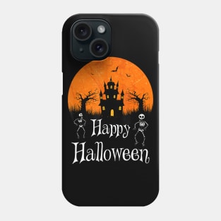 Haunted Castle Dancing Skeleton Happy Halloween Phone Case