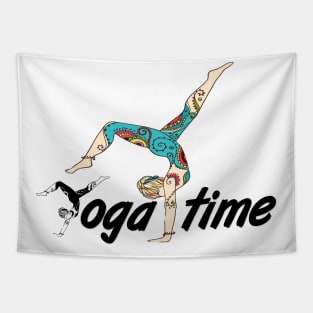 yoga time. yoga makes you self confident. yoga t-shirt Tapestry