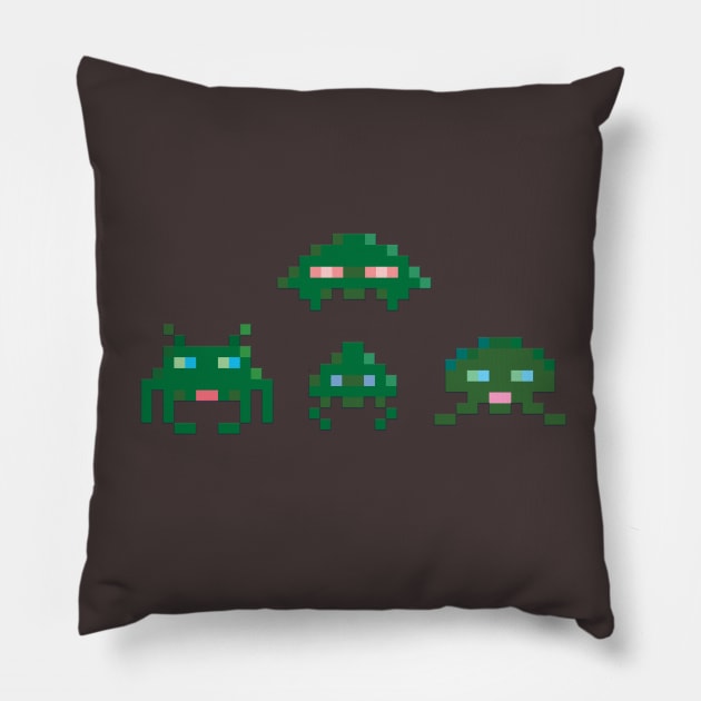 Retro gaming Space Invader Pillow by GerrardShuttleworthArt