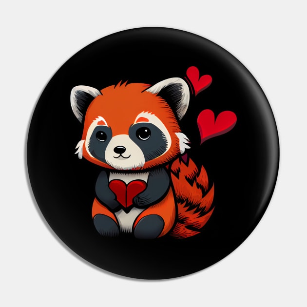 Valentine Red Panda Pin by pako-valor