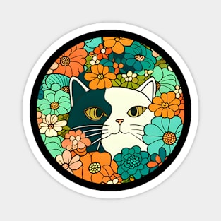 Cute Kitty Cat Flower - Cat Filled With Flowers Magnet