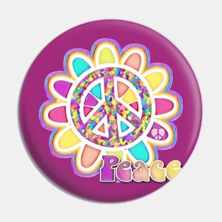 Peace Sign Flower Power Pin