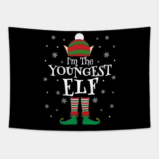 I'm The Youngest Elf Matching Family Christmas Pajama Shirt Tapestry