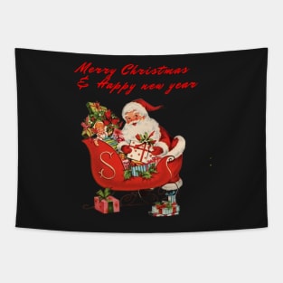 Retro Vintage Pink Santa Claus Tapestry