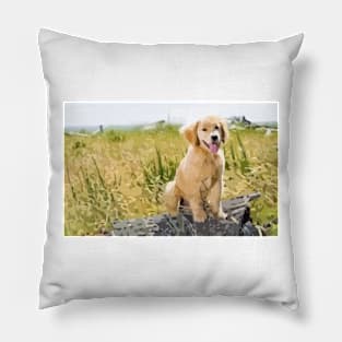 Labrador Puppy Digital Painting Pillow