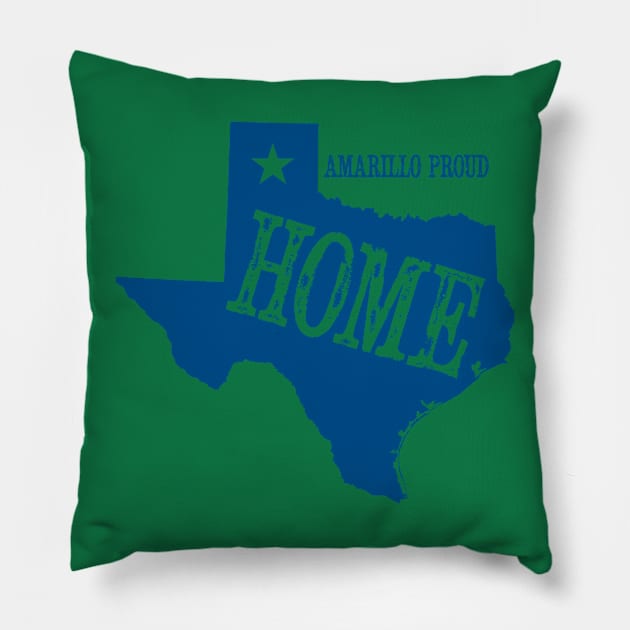 My Home is Amarillo (Blue Ink) Pillow by AmarilloShirts