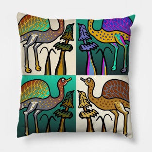 4 very bright Roman ostriches Pillow