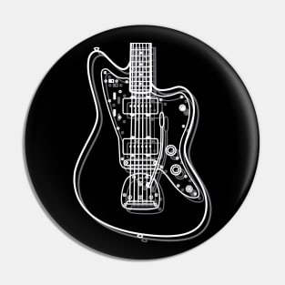 Offset Style Electric Guitar Body Outline Dark Theme Pin