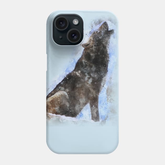 Gray Wolf Water Color Portrait Phone Case by test26