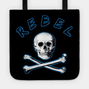 Rebel Pirate Skull and Cross Bones in Blue Tote