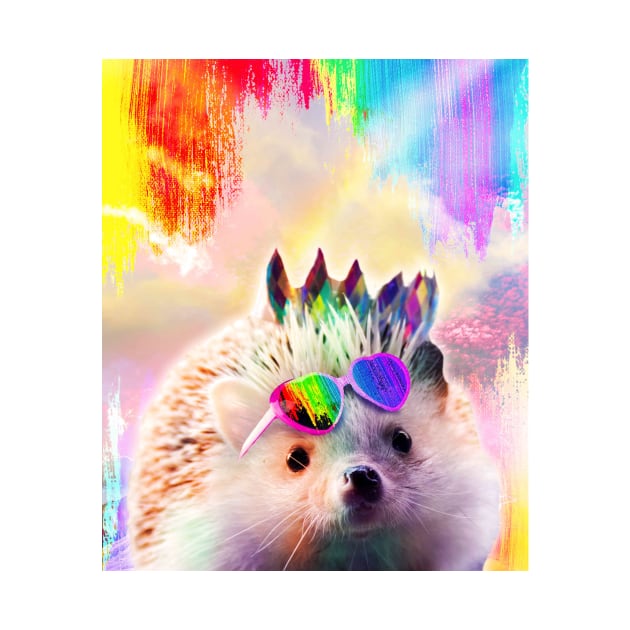 Rainbow Hedgehog Wearing Love Heart Glasses by Random Galaxy