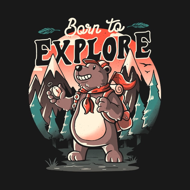 Born to Explore Cute Bear Camper Gift by koalastudio