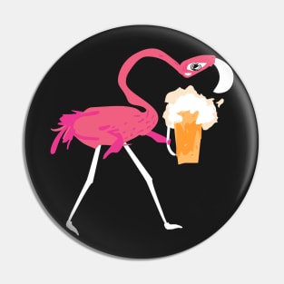 Flamingo Drinking Beer Funny Pink Flamingo Pin