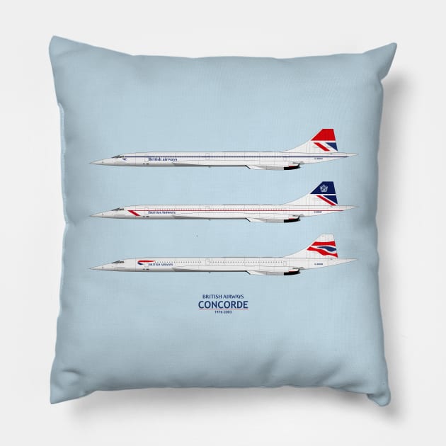 British Airways Concordes 1976 To 2003 Pillow by SteveHClark