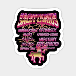 Sagittarius Retro 90s Band Zodiac Birthday Traits Lightning Magnet