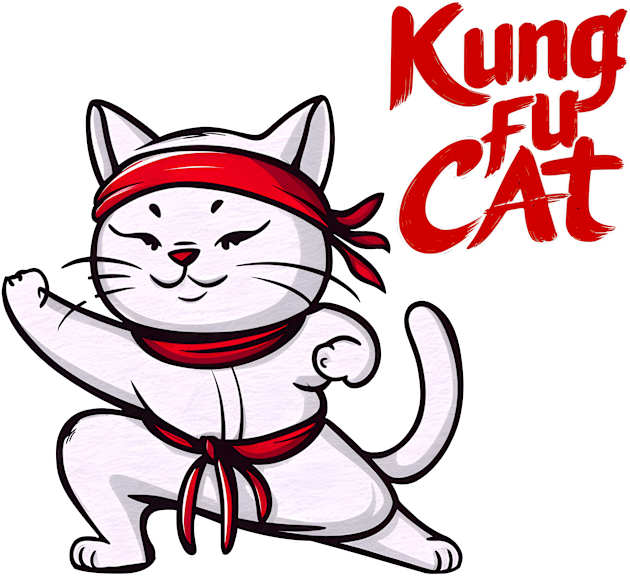 white cat kung fu cat master Kids T-Shirt by KENG 51