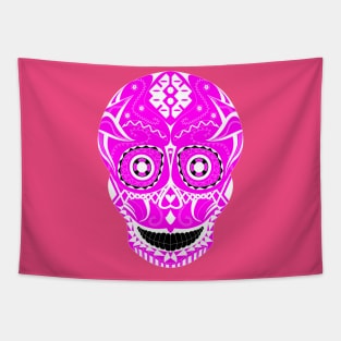 pink skull in candy tattoo ecopop Tapestry