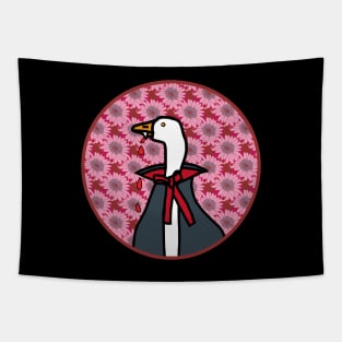 Portrait of a Halloween Horror Vampire Goose Tapestry