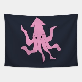 Cute pink squid doodle design Tapestry