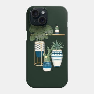 Blue Botanical Plants in White Blue Pots Phone Case