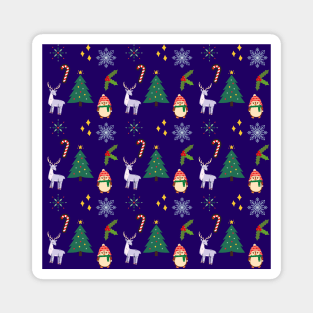 Cute Christmas pattern dark blue Magnet