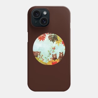 Brown Bears and Rowan Berries Phone Case