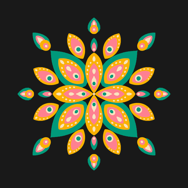 Mid-century style flower mandala by Home Cyn Home 