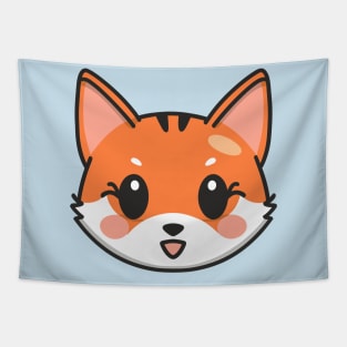 Cute Fox Face Illustration Tapestry