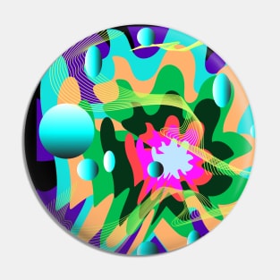 Abstract Digital  Cooler Tone Art Pin