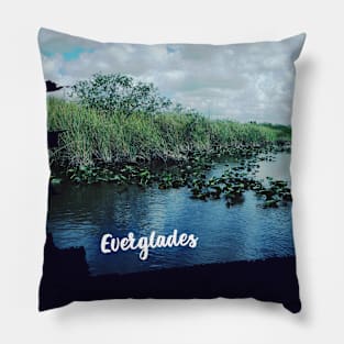 Everglades Boat photo Key West Florida blue sky palmtree landscape USA nature lovers Pillow