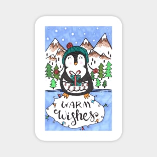 Warm Wishes Holiday Penguin Magnet