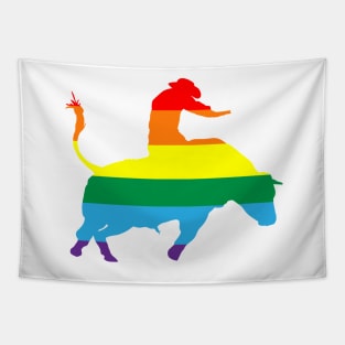 Bull Rider 1: Pride Flag Tapestry