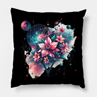 Stellar Petals: Space Garden Pillow