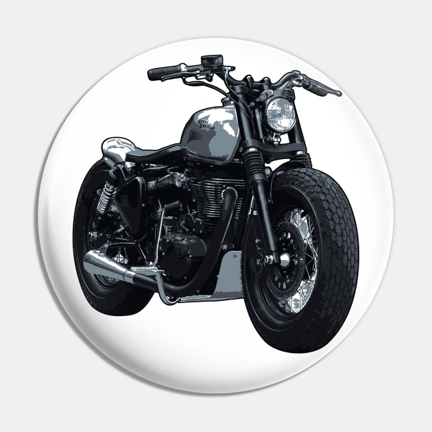 Classic 500 Bike Custom Bobber Illustration Pin by KAM Std