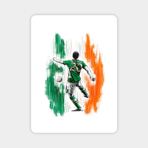 Wes Hoolahan - Ireland Euro 2016 Football Artwork Magnet by barrymasterson