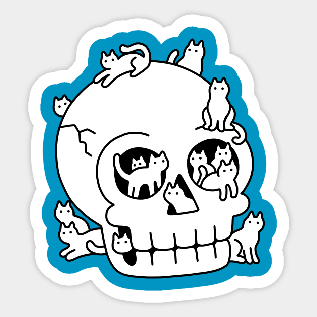 Skull is Full of Cats Doodle - Skull - Sticker