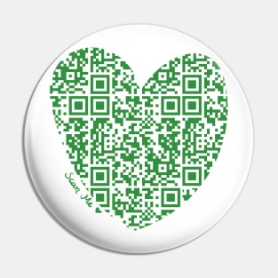 Green Rick Astley Rickroll QR Code Heart Art Pin