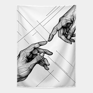 Two hands in contact Tapestry